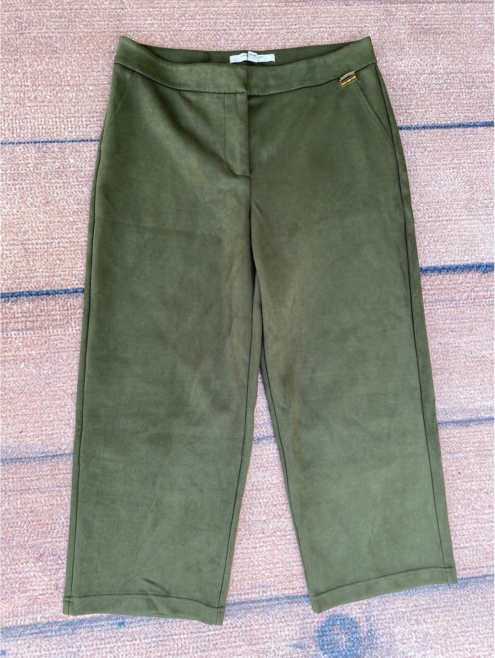 Y2K gaucho culotte cropped pant olive military green sueded capri 10 boho chic